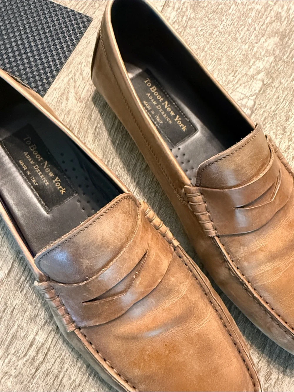 To Boot Tan Leather Penny Loafers